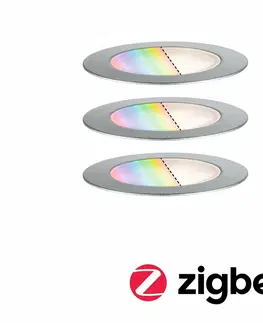 Nájezdová a pochozí svítidla PAULMANN Plug & Shine LED zemní svítidlo Smart Home Zigbee Floor RGBW 3ks sada IP67 RGBW 3x2W 21VA ocel 947.52