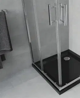 Sifony k pračkám MEXEN/S Rio čtvercový sprchový kout 80 x 80, transparent, chrom + vanička se sifonem Flat, černý 860-080-080-01-00-4070