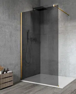Sprchové zástěny GELCO VARIO GOLD MATT jednodílná sprchová zástěna k instalaci ke stěně, kouřové sklo, 1200  GX1312-01