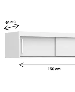 Šatní skříně Idzczak Meble Nástavec na skříň VISTA 150 cm bílý/dub sonoma