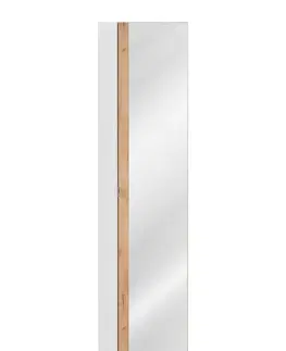 Koupelnový nábytek Comad Koupelnová skříňka sloupek se zrcadlem Capri 803 1D bílý lesk/dub kraft zlatý