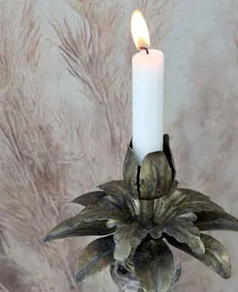 Svícny Bronzový antik svícen ve tvaru květu na láhev Floral - Ø 13*14cm Chic Antique 71088713