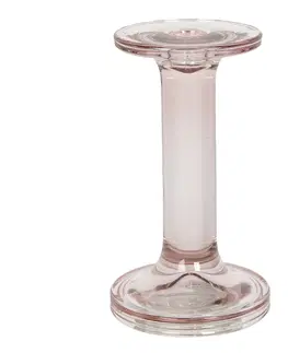 Svícny Růžový skleněný svícen Brinnes - Ø 9*16 cm Clayre & Eef 6GL2937P