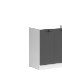 Kuchyňské linky JAMISON, skříňka pod dřez 80 cm bez pracovní desky, bílá/grafit
