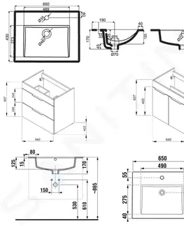 Koupelnový nábytek JIKA Cube Skříňka s umyvadlem, 640x422x622 mm, 2 zásuvky, bílá H4536021763001