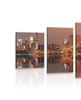 Obrazy města 5-dílný obraz odraz Manhattanu ve vodě