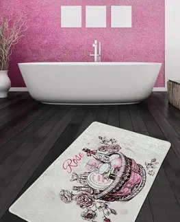 Koupelnové předložky L'essentiel Koupelnová předložka Rose Basket Djt 70x120 bílá/růžová