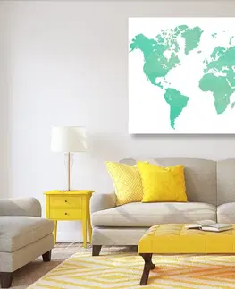 Obrazy na korku Obraz na korku mapa světa v zeleném odstínu