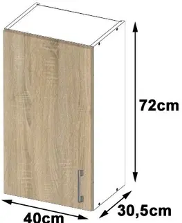 Kuchyňské dolní skříňky Ak furniture Kuchyňská závěsná skříňka W 40cm D1 H720 Artus bílá/sonoma