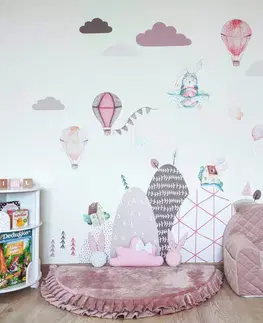 Samolepky na zeď Dětské samolepky na zeď - Růžové samolepky balónů se jménem dítěte