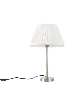Stolni lampy Klasická stolní lampa z oceli se skládaným odstínem bílá 35 cm - Simplo