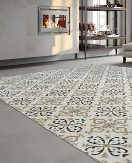Koberce a koberečky Dywany Lusczow Kusový koberec ARGENT - W4949 květiny krémový, velikost 160x220