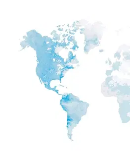 Tapety mapy Tapeta akvarelová mapa světa ve světle modré barvě