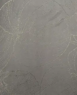 Dekorační ubrusy Sametový středový ubrus s lesklým potiskem šedých listů