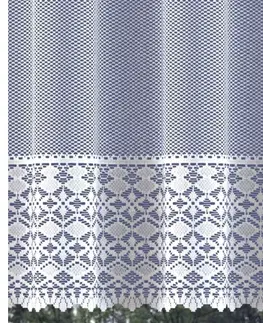 Záclony Hotová záclona, Paulína, vitrážka, bílá 250 x 40 + 250 x 60 cm