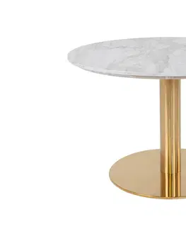 Konferenční stolky Norddan Kulatý konferenční stolek Kane 70 cm imitace mramoru / mosaz