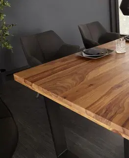 Designové a luxusní jídelní stoly Estila Industriální moderní jídelní stůl Steele Craft z masivního palisandrového dřeva s kovovými nohami 200cm