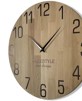 Nástěnné hodiny Luxusní velké dřevěné hodiny 50 cm