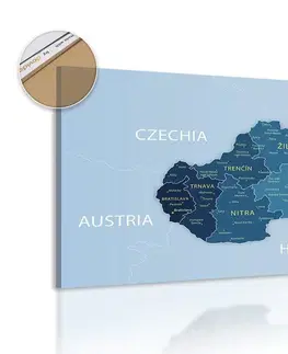 Obrazy na korku Obraz na korku elegantní mapa Slovenska v modrém