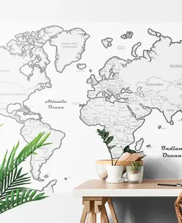 Samolepící tapety Samolepící tapeta mapa světa s šedým okrajem