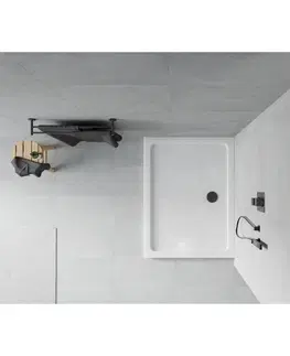 Sprchové vaničky Sprchová vanička MEXEN FLAT s černým sifonem 90 x 80 cm bílá