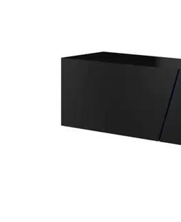 TV stolky Vivaldi TV stolek Slant s LED osvětlením 240 cm černý mat/černý lesk