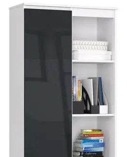 Šatní skříně Ak furniture Skříň Rexa 80 cm bílá/grafitová