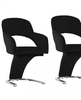 Židle Jídelní židle 2 ks samet / chrom Dekorhome Černá