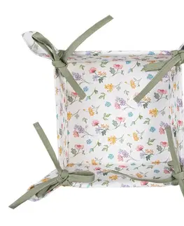 Chlebníky Bavlněný košík na pečivo s květinovým motivem Colourful Flowers - 35*35*8cm Clayre & Eef FL47