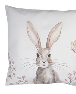 Dekorační polštáře Povlak na polštář s velikonočním motivem králíka Rustic Easter Bunny - 40*40 cm Clayre & Eef REB21