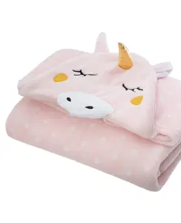 Dětské deky DekorStyle Deka s kapucí Unicorn 100x140 cm růžová