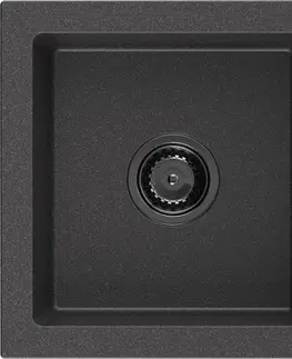 Sifony k pračkám MEXEN/S Mario granitový dřez 2-bowl 820 x 436 mm, černá kropenatá, + černý sifon 6504822000-76-B