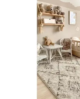 Koberce a koberečky Dywany Lusczow Kusový shaggy koberec BERBER FEZ krémový, velikost 140x190