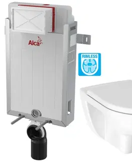 WC sedátka ALCADRAIN Renovmodul předstěnový instalační systém bez tlačítka + WC JIKA LYRA PLUS RIMLESS + SEDÁTKO DURAPLAST SLOWCLOSE AM115/1000 X LY2