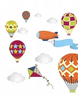 Dětské samolepky Nálepky na zeď Letadlo, balón pro příštího letce XXL 110x75