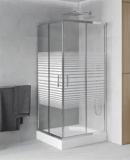 Sprchové vaničky MEXEN/S Rio čtvercový sprchový kout 90 x 90, dekor, chrom + vanička Rio 860-090-090-01-20-4510