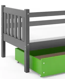 Postele BMS Dětská postel s úložným prostorem CARINO | 90 x 200 cm Barva: Šedá / zelená