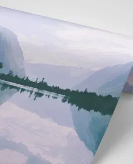 Tapety příroda Tapeta maľovaná scenéria horského jazera
