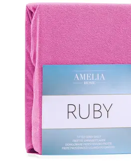 Prostěradla Froté prostěradlo s gumou AmeliaHome Ruby sytě růžové, velikost 80-90x200+30