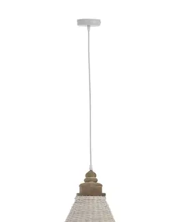 Svítidla Bílé ratanové kónické závěsné světlo Iconic - Ø 35*42/112 cm J-Line by Jolipa 91432