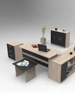 Kancelářské a psací stoly Set kancelářského nábytku VO16 dub černý