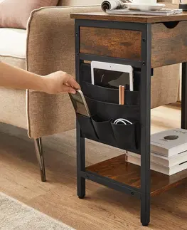 Stolky do obývacího pokoje SONGMICS Odkládací stolek Vasagle Laurin s USB porty hnědý