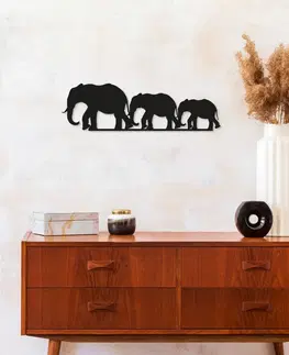 Bytové doplňky a dekorace Wallity Nástěnná kovová dekorace ELEPHANT FAMILY II černá