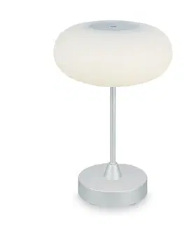 LED stolní lampy BRILONER LED bateriové stolní svítidlo pr.12,5 cm, LED modul, 3W, 350 lm, matný chrom IP44 BRILO 7440-014
