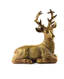 Vánoční dekorace Mondex Figurka ležící jelen SANTA LILA zlatá