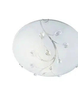 Stropní svítidla Searchlight Skleněné stropní světlo Flush Flower, Ø 30 cm
