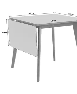 Jídelní stoly Sklápěcí Jídelní Stůl Roxby 80-120x80 Cm