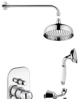 Sprchy a sprchové panely SAPHO KIRKÉ WHITE podomítkový sprchový set s pákovou baterií, 2 výstupy, bílá páčka, chrom KI42BC-01