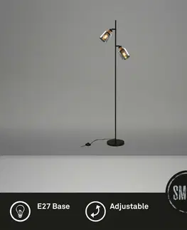 Designové stojací lampy BRILONER Stojací svítidlo, 150 cm, 2x E27, max. 10W, černá BRI 1486025