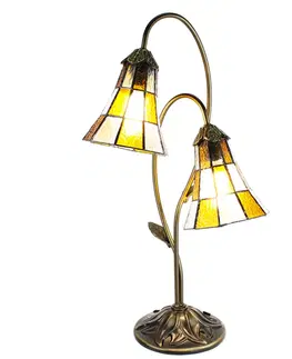 Svítidla Stolní lampa Tiffany Flowerbell orange - 35*18*61 cm E14/max 2*25W Clayre & Eef 5LL-6255